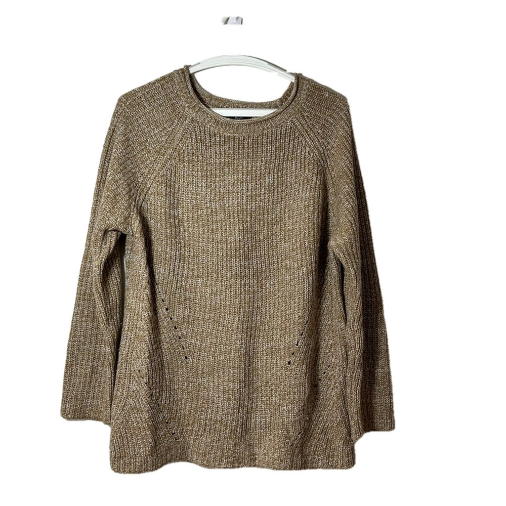 INC Heather Brown Boho Ribbed Knit Sweater Rolled Neck Raglan Sleeve Size XL